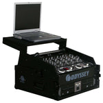 Odyssey FZGS1002BL, 10U Top Slanted 2U Bottom Vertical Pro Combo Rack with Glide Platform - Black - Hollywood DJ