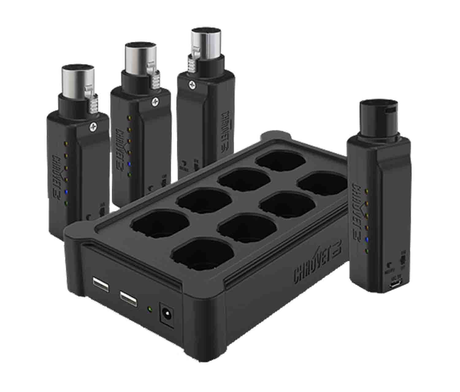 Chauvet DJ D-Fi XLR Pack, Wireless Communication Pack Includes 1 Transmitter, 3 Receivers and 1 Multi Charger - Hollywood DJ
