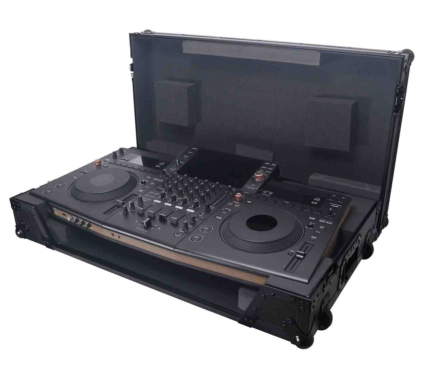 ProX XS-OPUSQUADWBL Flight Style Road Case for Pioneer Opus Quad DJ Controller with 1U Rack Space and Wheels - Black - Hollywood DJ