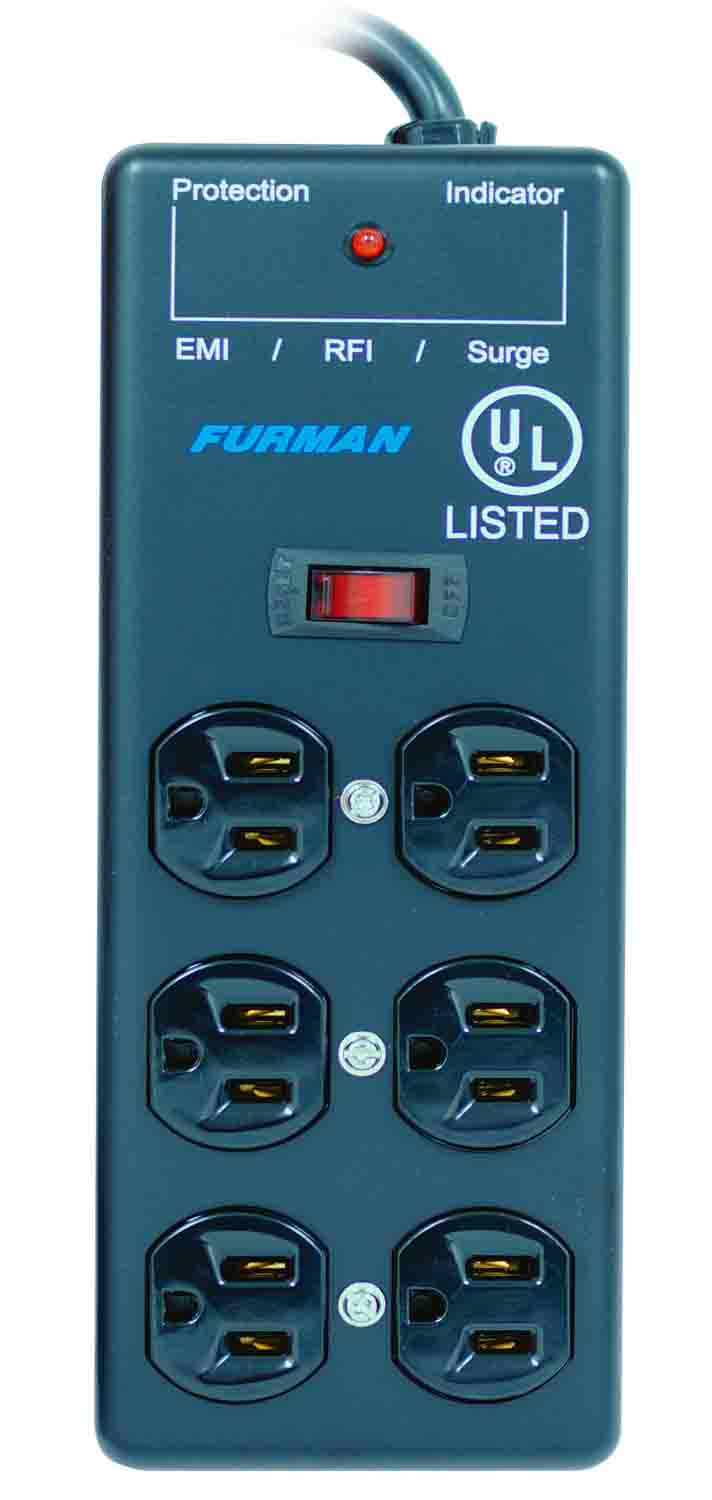 Furman SS-6B, 6-Outlet Power Block Surge Suppressor Strip - Hollywood DJ