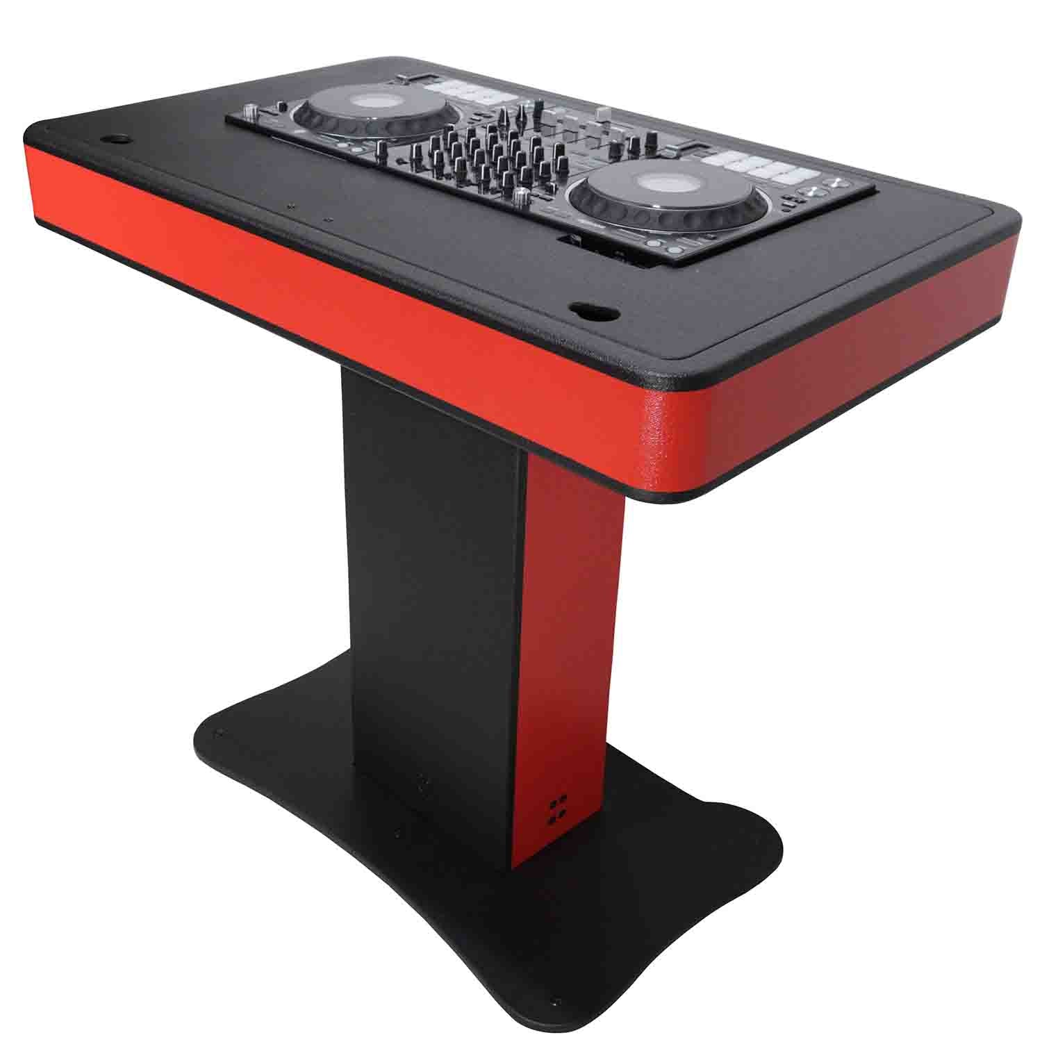 ProX XZF-DJCTRBCASE Control Tower DJ Booth with Laptop Arm and Road Cases for Pioneer XDJ-XZ, DDJ-1000 SRT, RANE ONE, and SX3 - Red Black Finish - Hollywood DJ