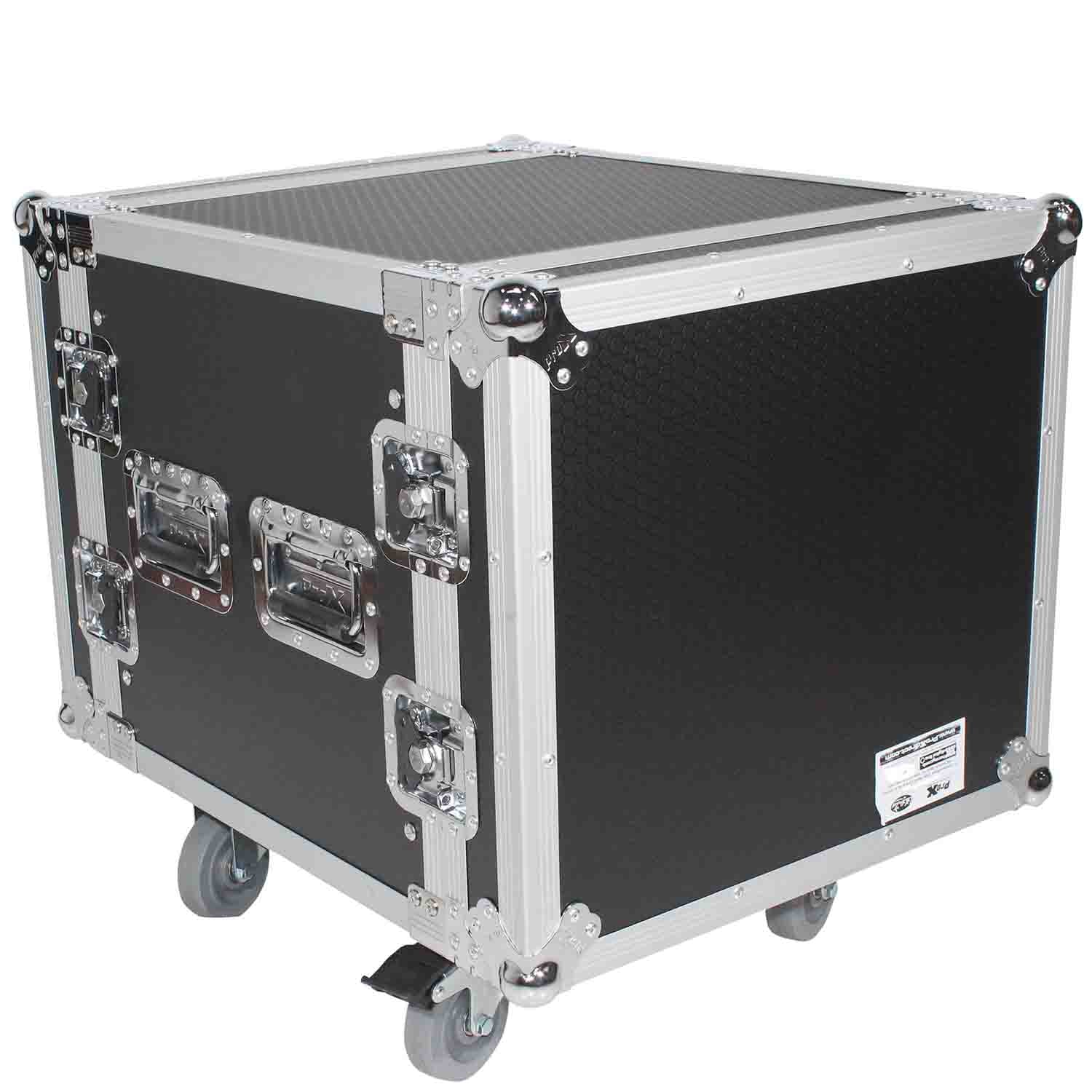 ProX T-10RSP24W, 10U Space Shockproof Amp Rack ATA Flight Case 24 In Depth with Casters - Hollywood DJ