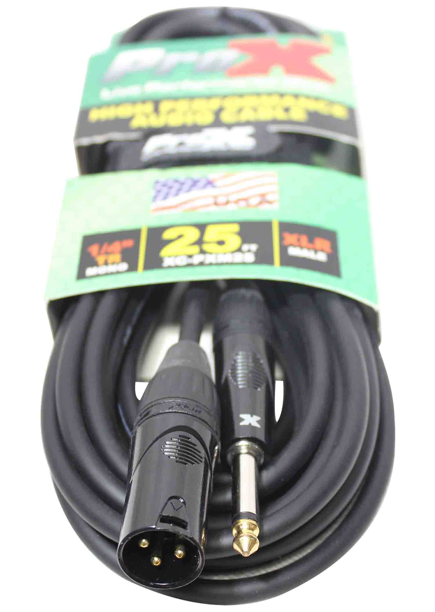 Prox XC-PXM25 Unbalanced 1/4" TS to XLR3-M High Performance Audio Cable - 25 Feet - Hollywood DJ