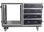ProX XS-12U4DTW, 12U Shockproof Workstation Case with Dual Side Table and Drawers - 24 In Rail to Rail - Hollywood DJ