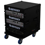 Odyssey FZAR12WBL 12U Pro Amp Rack Case with Casters - Black - Hollywood DJ