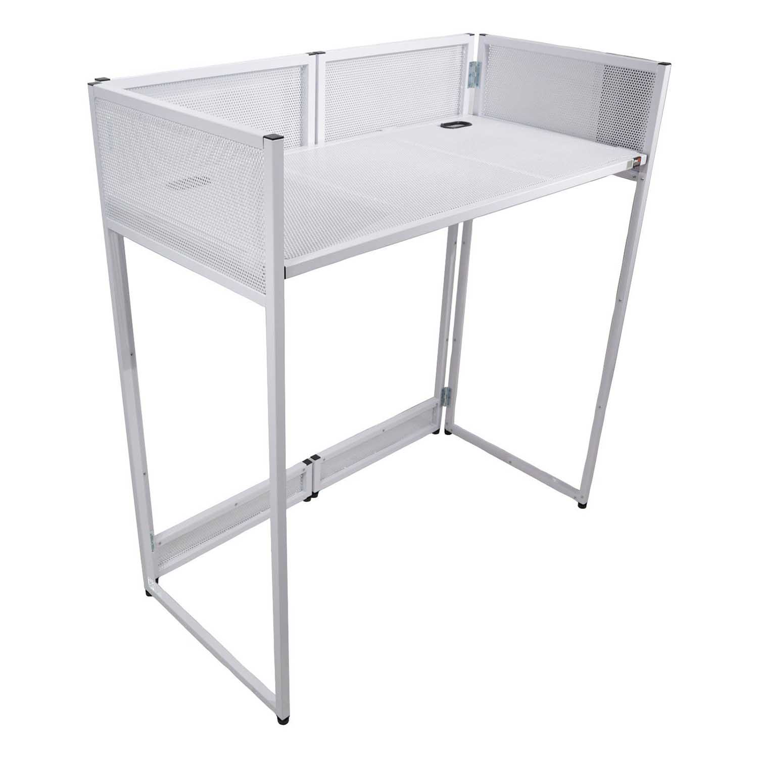ProX XF-VISTA WH VISTA White DJ Booth Facade Table Station with White/Black Scrim Kit and Padded Travel Bag - Hollywood DJ
