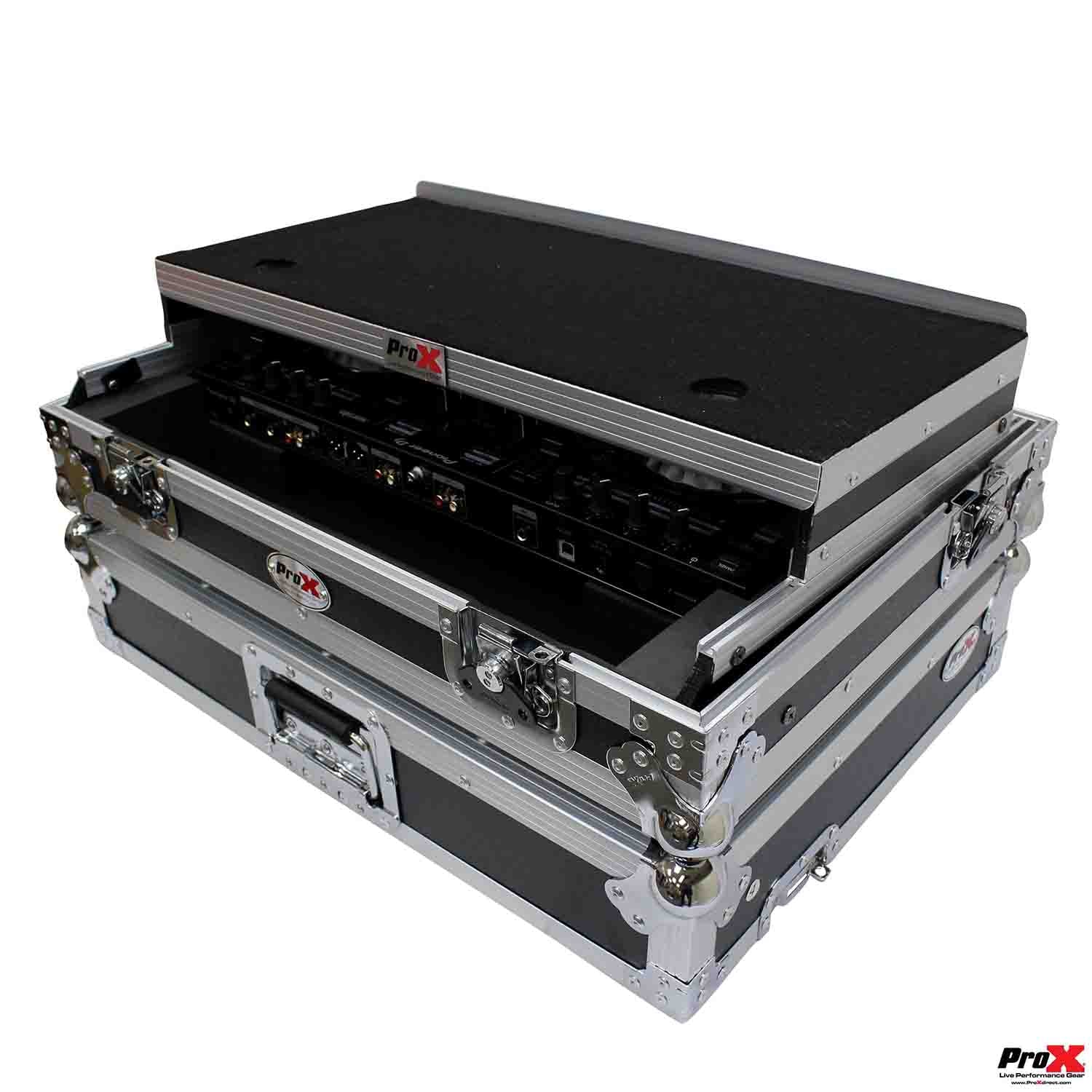 ProX XS-DDJSR2LT LED DJ Flight Case for Pioneer DDJ-SR2 Digital Controller with Laptop Shelf and Bonus LED Kit - Hollywood DJ