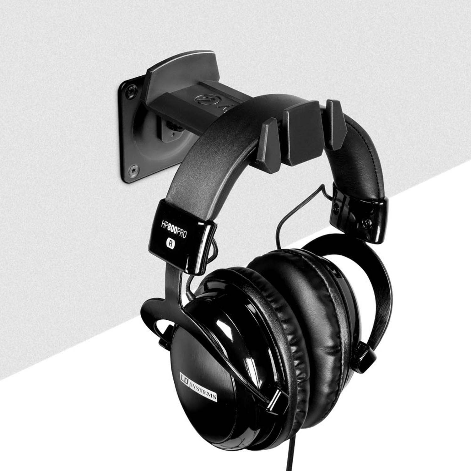 Gravity GHPHWMB01B Wall Mount Headphones Hanger - Hollywood DJ