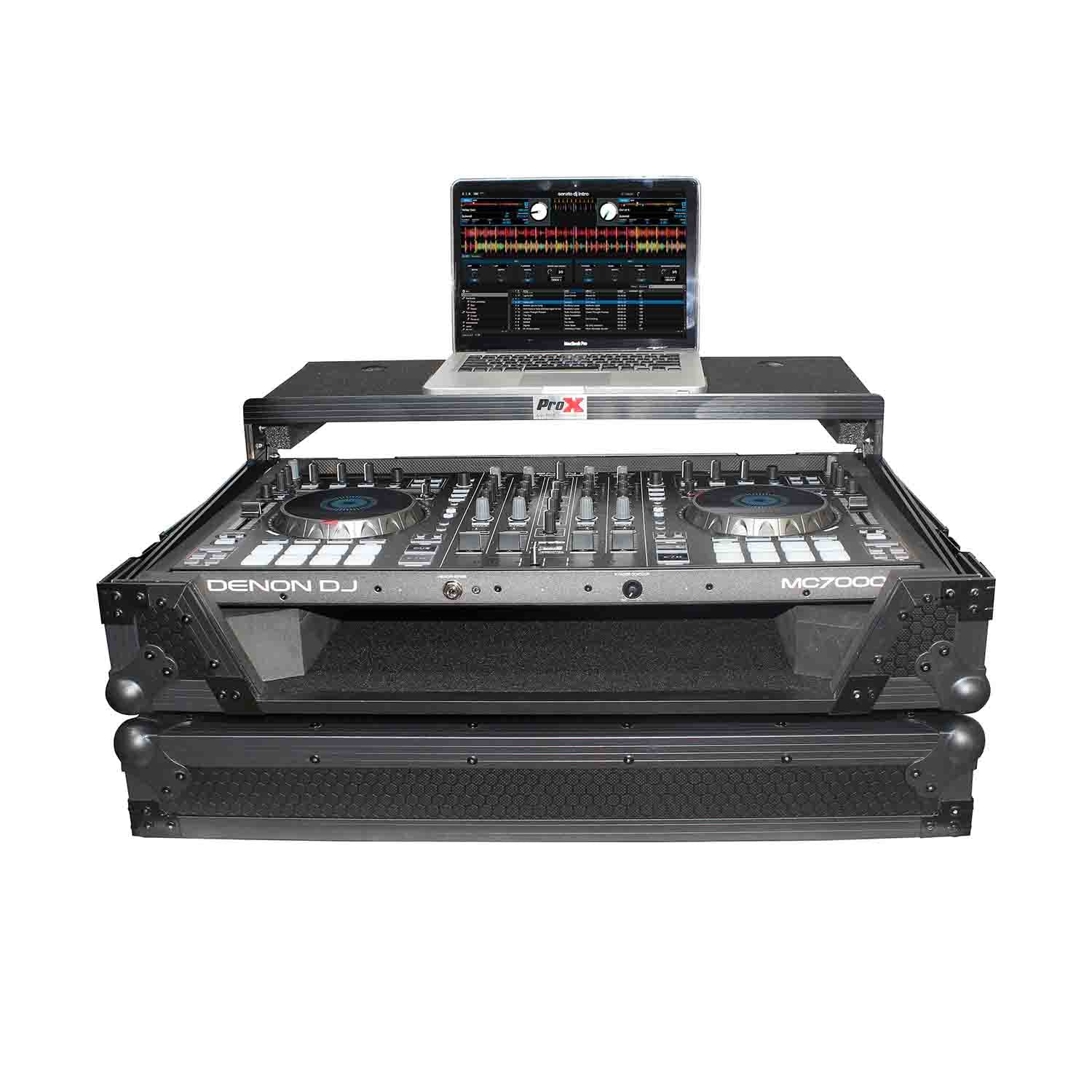 ProX XS-MCX7000WLTBL LED, DJ Flight Case For Denon DJ MC7000 Controller With Laptop Shelf and LED - Hollywood DJ