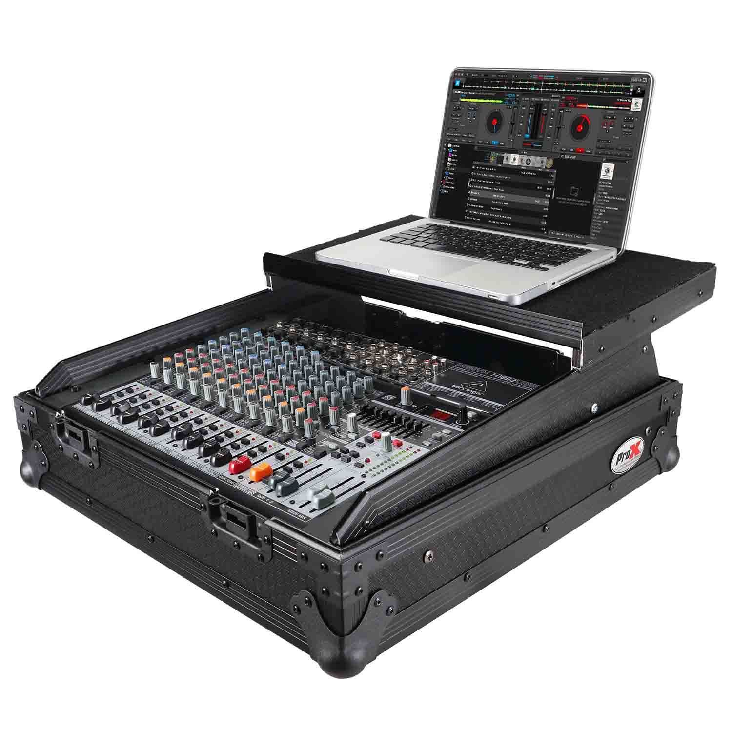 ProX XS-19MIXLTBL DJ Mixer Case, 10U Top Mount 19 Inch Slanted - Black on Black - Hollywood DJ