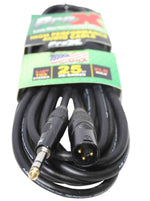 Prox XC-SXM25 Balanced 1/4" TRS to XLR-M High Performance Audio Cable - 25 Feet - Hollywood DJ