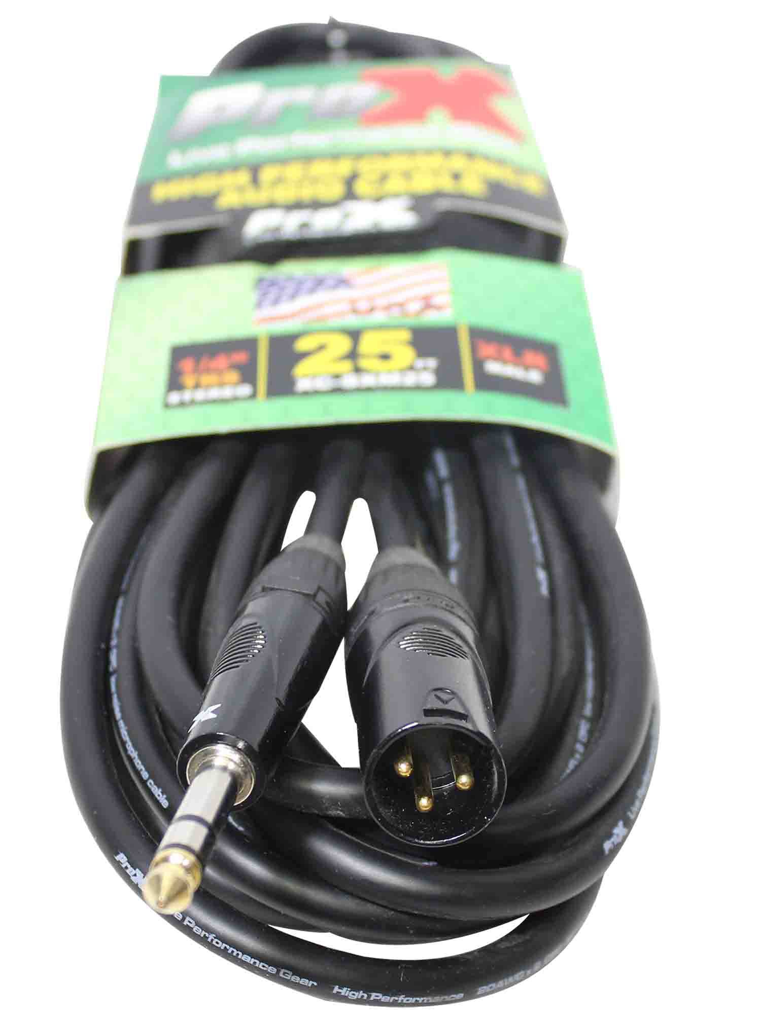 Prox XC-SXM25 Balanced 1/4" TRS to XLR-M High Performance Audio Cable - 25 Feet - Hollywood DJ
