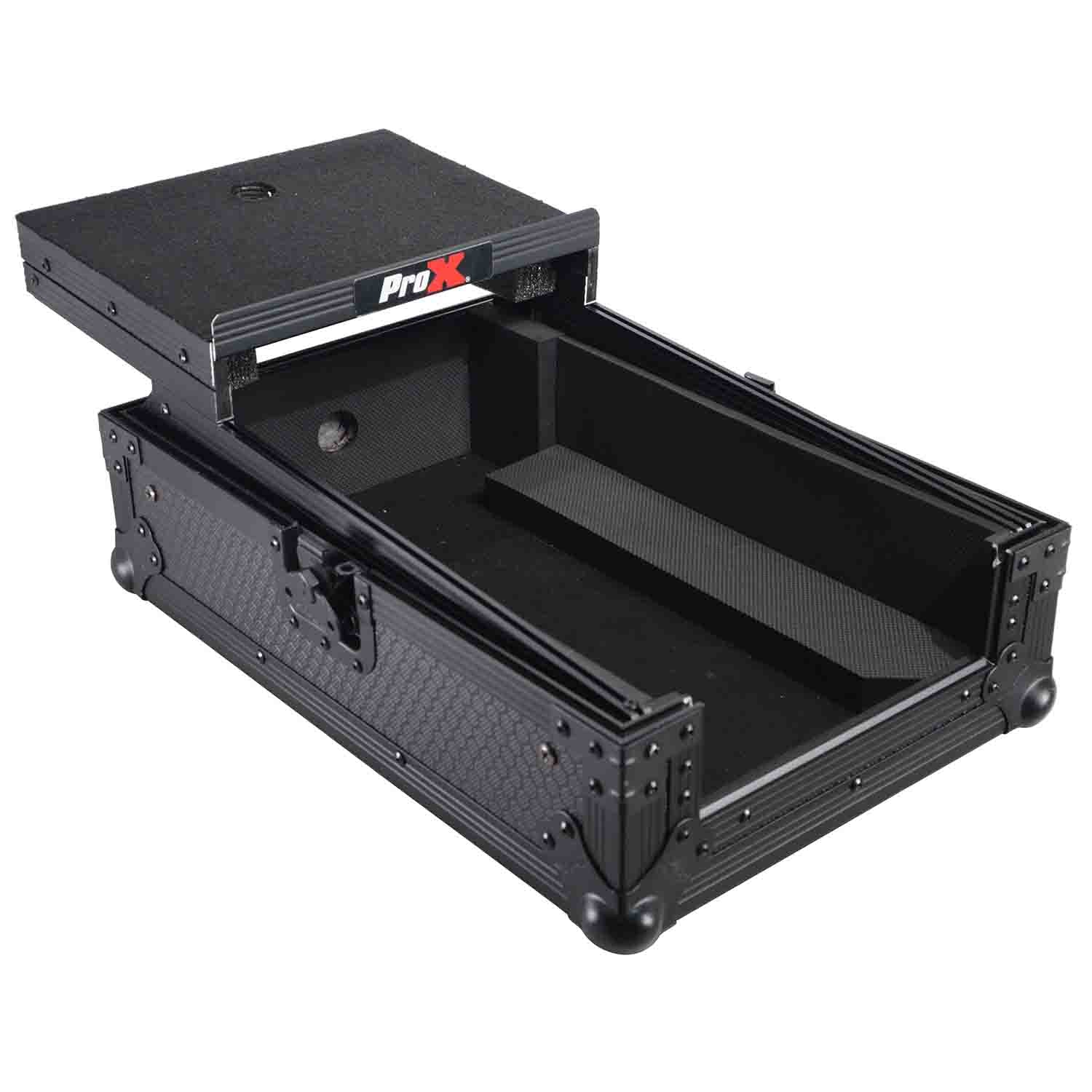 ProX XS-DJMS7LTBL Flight Case for Pioneer DJM-S7 Mixer with Sliding Laptop Shelf - Black on Black - Hollywood DJ