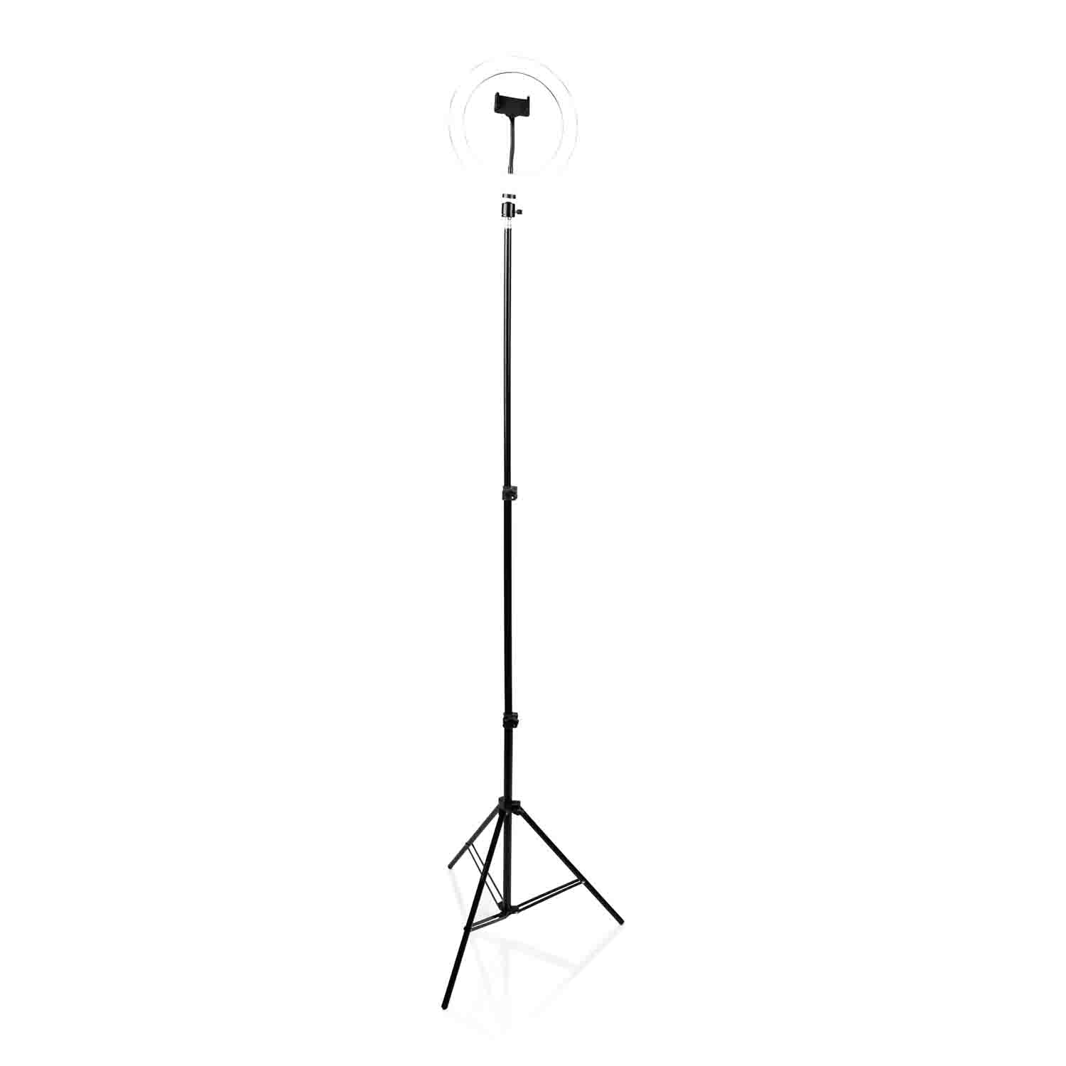 Gator Frameworks GFW-RINGLIGHTTRIPD 10 Inch LED Ring Light Stand with Phone Holder and Tripod Base - Hollywood DJ