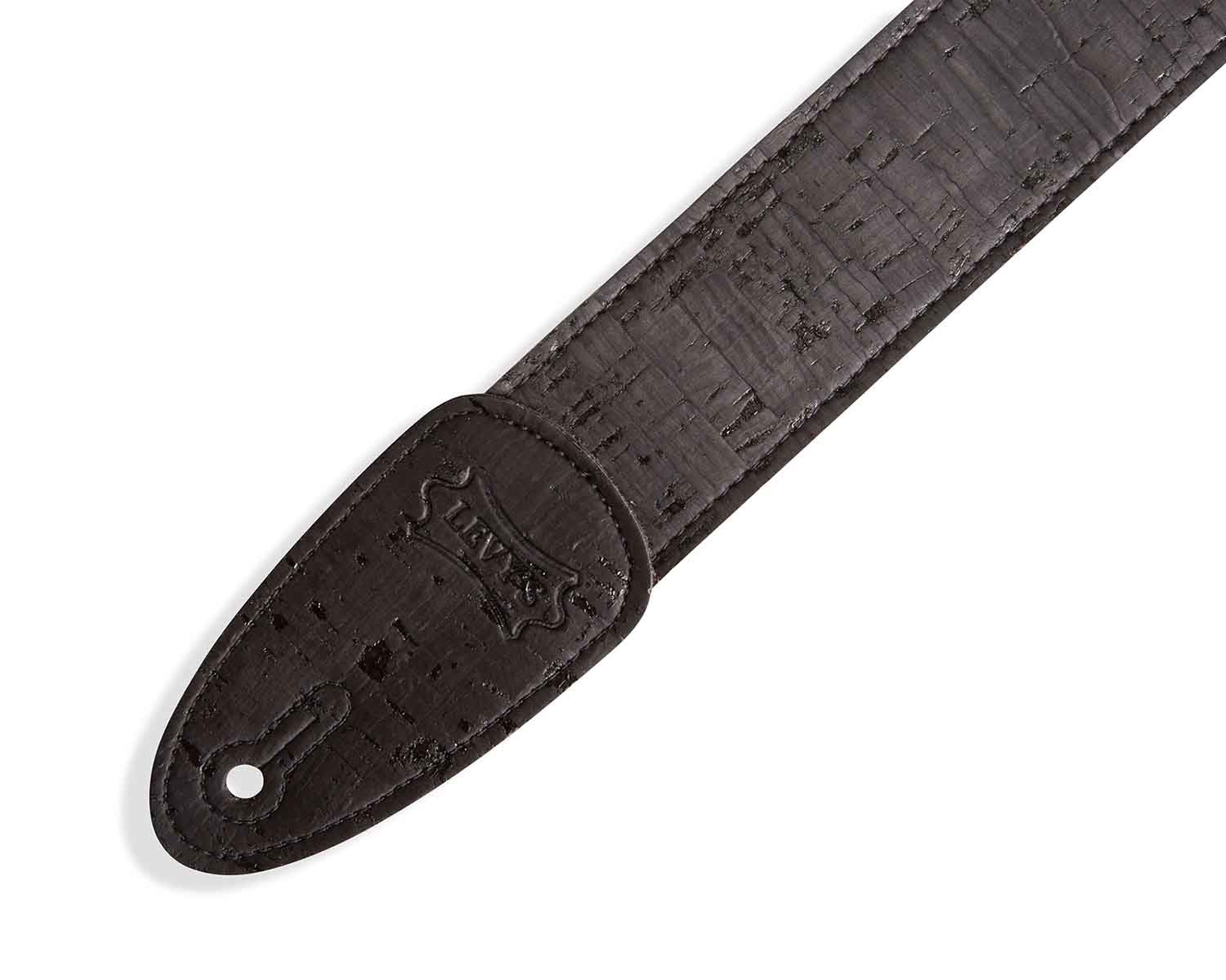 Levy's Leathers MX8-BLK 2-inch Cork Guitar Strap in Black on Black Cotton Webbing - Hollywood DJ