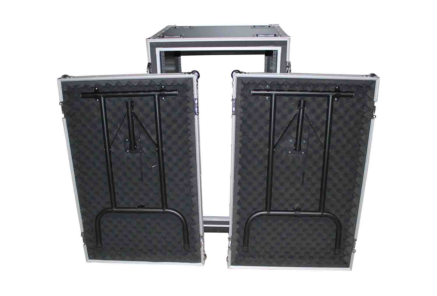 ProX T-18RSPWDST 18U Vertical Shockproof Rack Case 20 In Deep W-Side Tables and Casters - Hollywood DJ