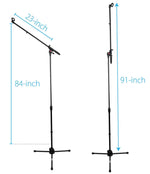 ProX T-MIC09 Pro Tripod Microphone Concert Musician DJ Stand with Boom and Mic Clip - 6 Feet - Hollywood DJ