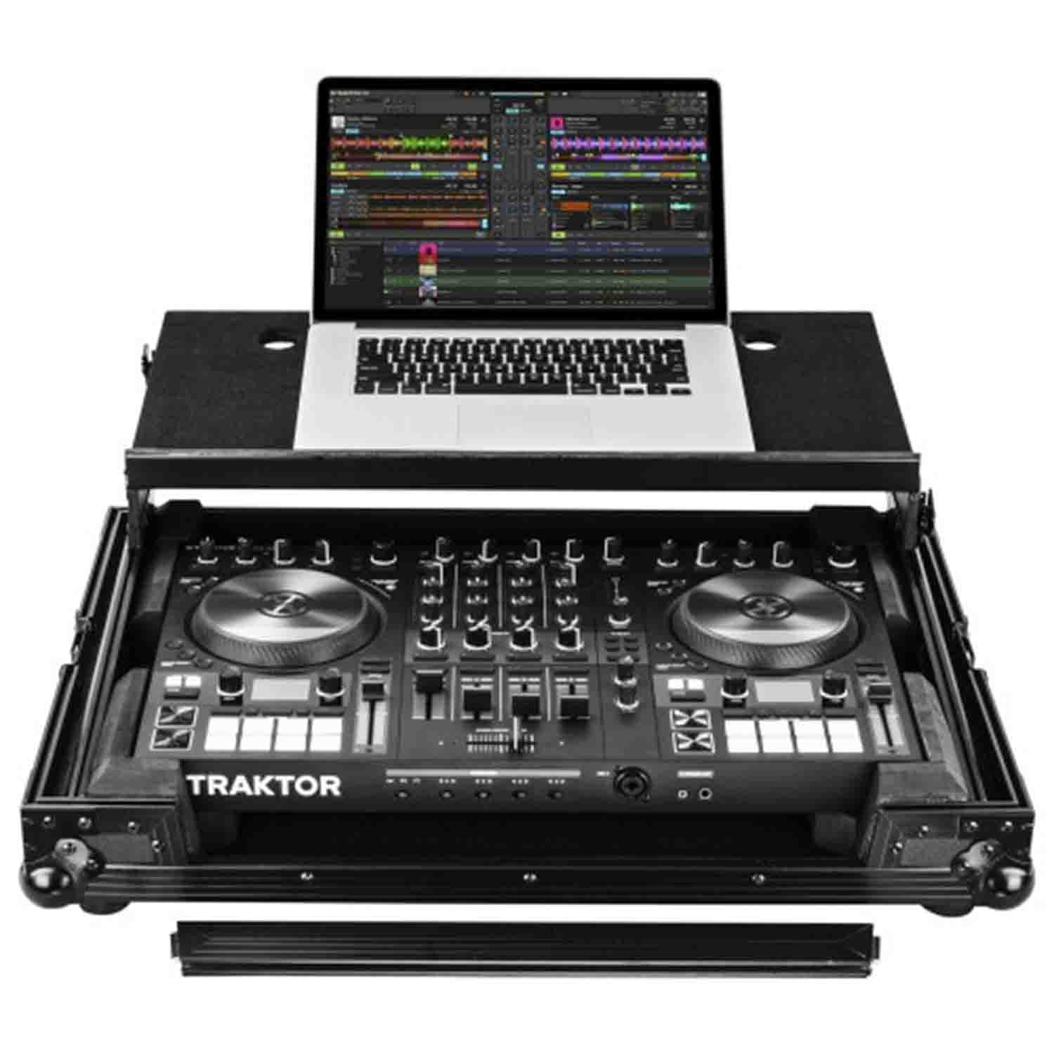 Open Box: Odyssey FZGSTKS4MK3BL DJ Flight Case for Black Native Instruments Traktor Kontrol S4 MK3 with Glide Platform - Hollywood DJ