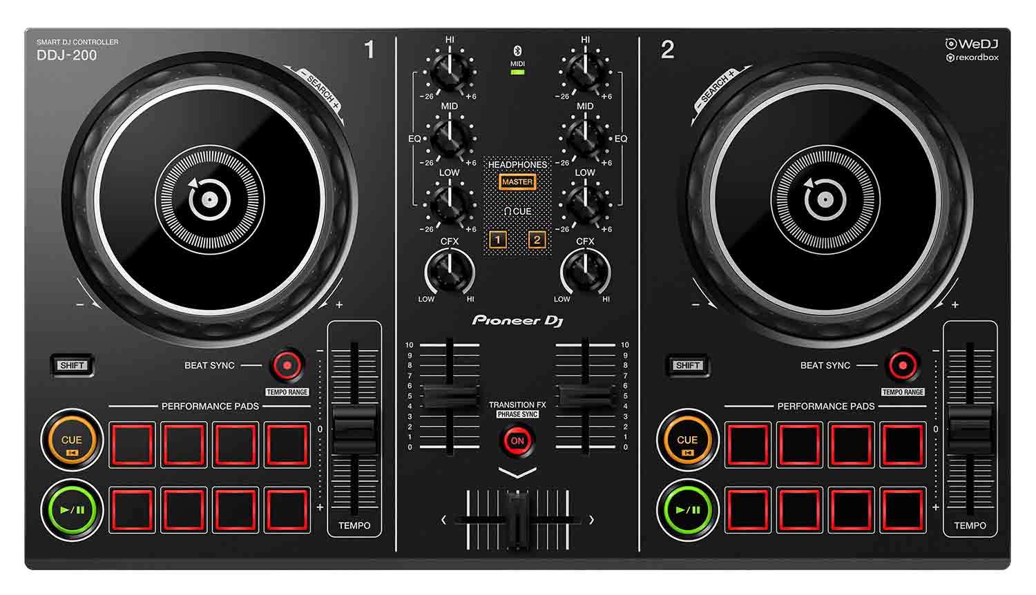 Pioneer DJ DDJ-200 Smart DJ Controller With Decksaver DSLE-PC-DDJ200 Cover Bundle - Hollywood DJ
