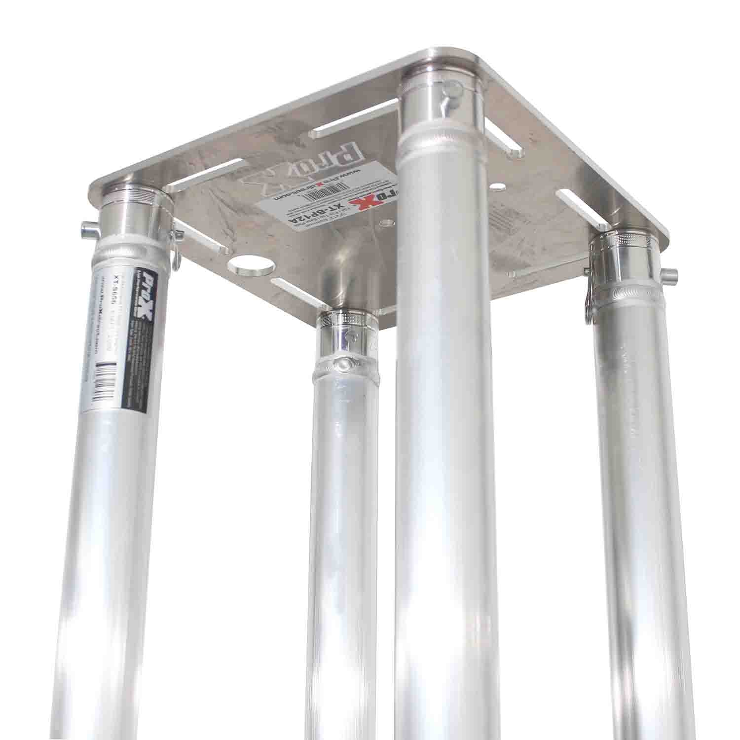 ProX XT-S4X656TOTEM 6.56 Feet Totem Package with 12in Top Plate, 30in Base Plate and Four 2 Meter F31 Tubes with White Scrim Cover - Hollywood DJ