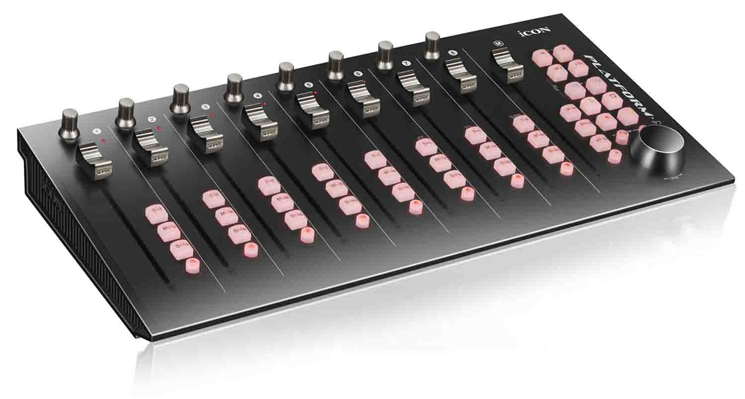 Icon Pro Audio PLATFORM M+ With 9 Motorized Faders Desktop DAW Controller - Hollywood DJ