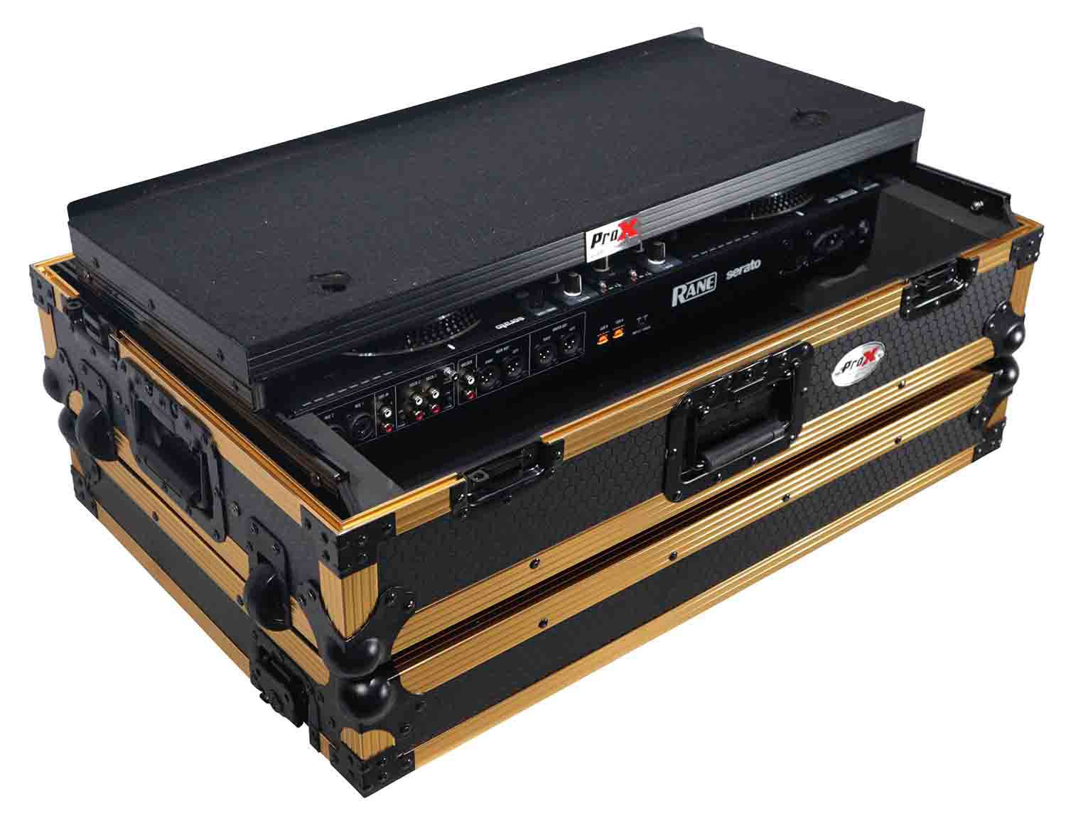 ProX XS-RANEONE WLT FGLD, ATA Flight Style Road Case for RANE ONE DJ Controller with Laptop Shelf in Limited Edition Gold - Hollywood DJ