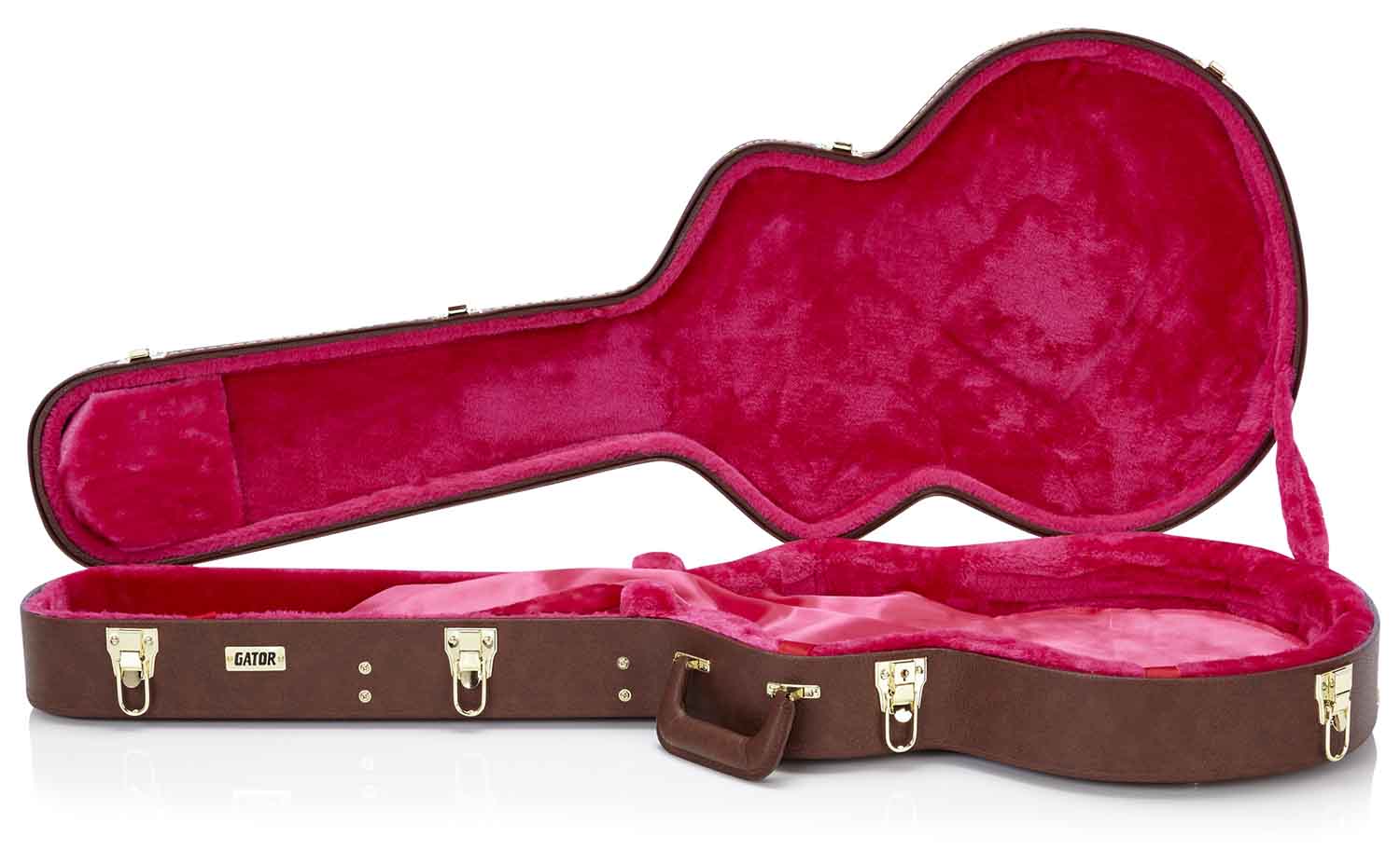 Gator Cases GW-335-BROWN Deluxe Wood Case for Semi-Hollow Guitars - Brown - Hollywood DJ