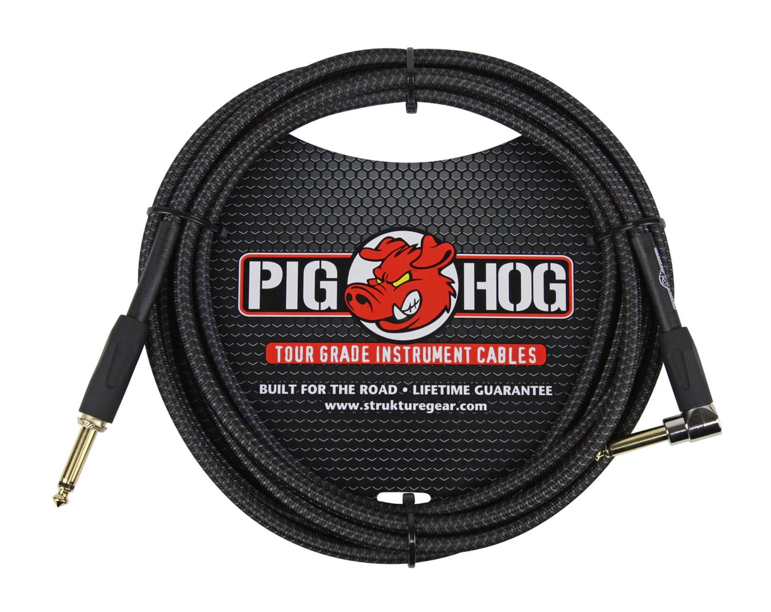 Pig Hog PCH10BKR Vintage-Series Instrument Cable-10-ft Right Angle - Black - Hollywood DJ