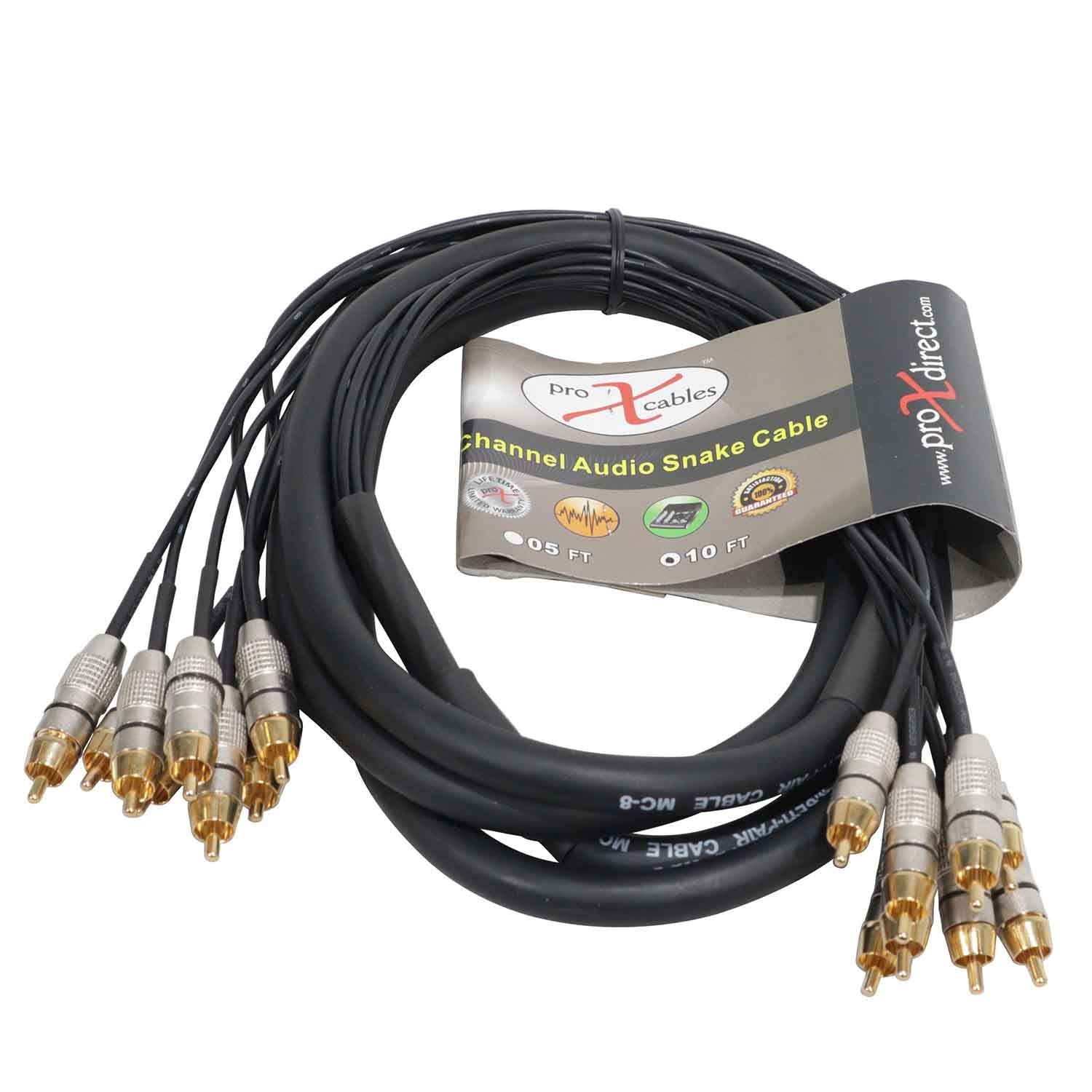 ProX XC-8RCA10 8-Channel RCA to RCA Cable - 10 FT - Hollywood DJ