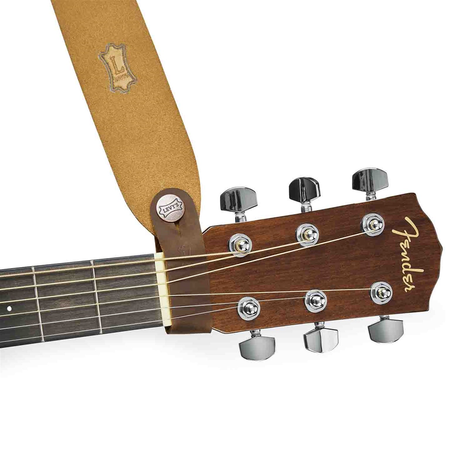Levy's Leathers MM18CH-BRN Leather Headstock Strap Adapter for Acoustic Guitars - Brown - Hollywood DJ