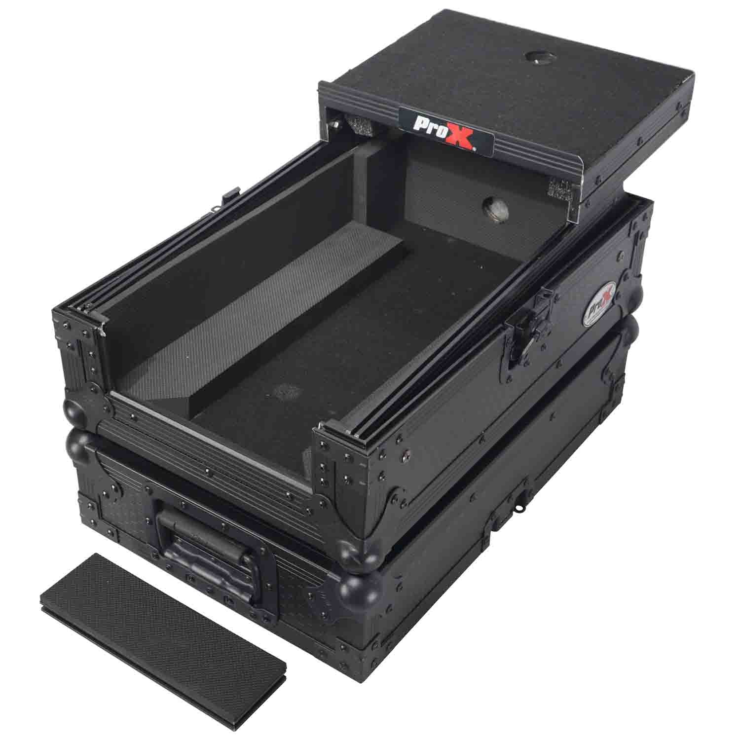 ProX XS-DJMS7LTBL Flight Case for Pioneer DJM-S7 Mixer with Sliding Laptop Shelf - Black on Black - Hollywood DJ