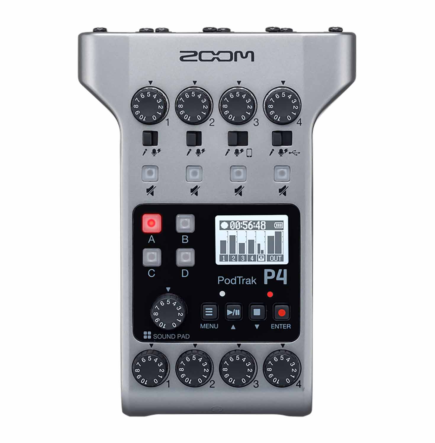 Zoom PodTrak P4 Portable Multitrack Podcast Recorder - Hollywood DJ