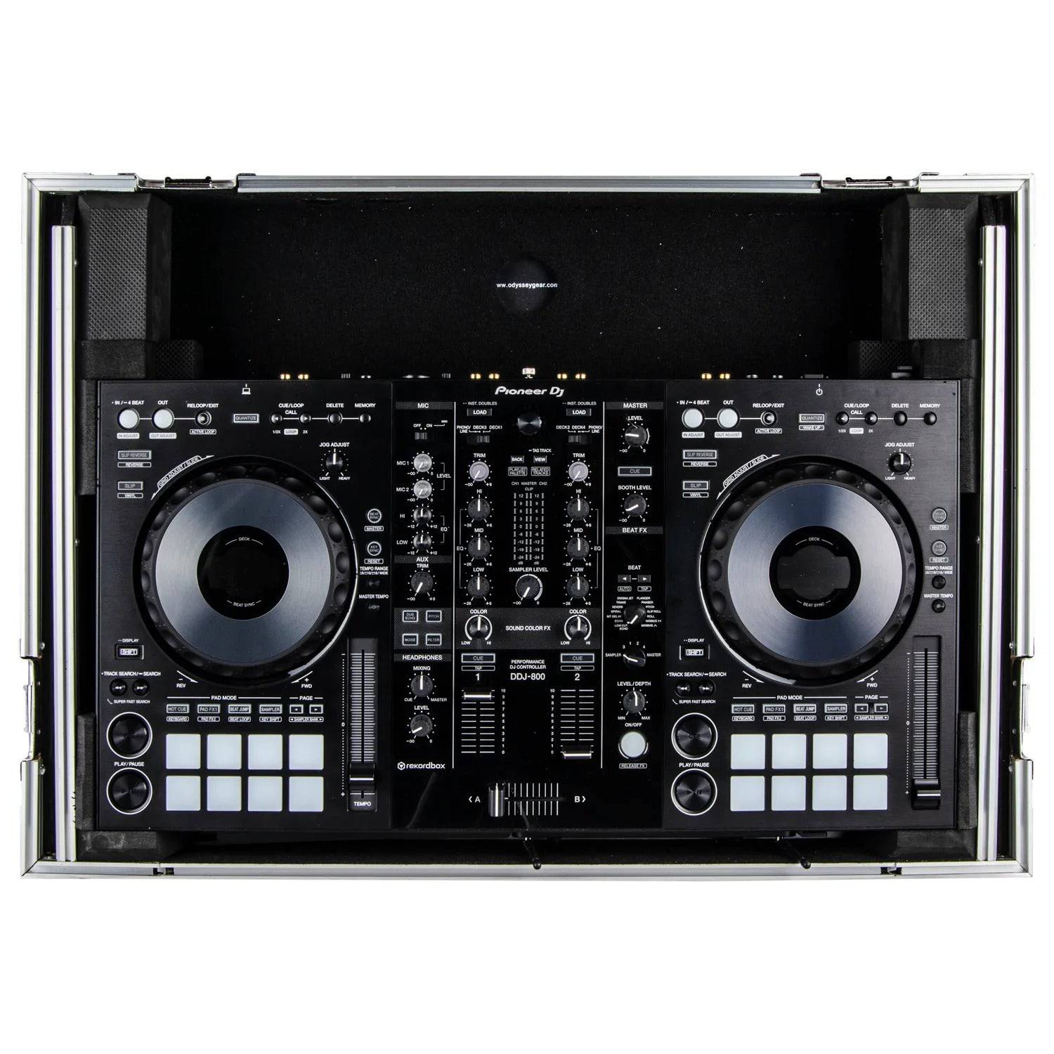 Odyssey FZGSPIDDJ8001, Pioneer DDJ-800 Flight Case With Bottom 1U Rack Space And Glide Platform - Hollywood DJ