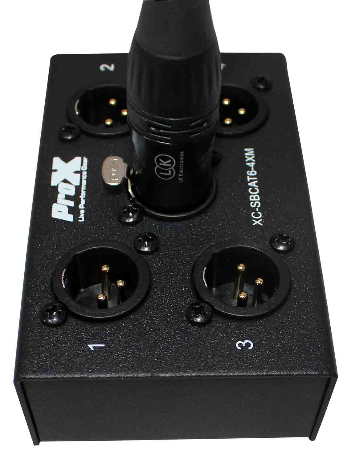 Prox XC-SBCAT6-4XM 4 Channel XLR-M CAT6 Audio and DMX Portable Snake Box - Hollywood DJ