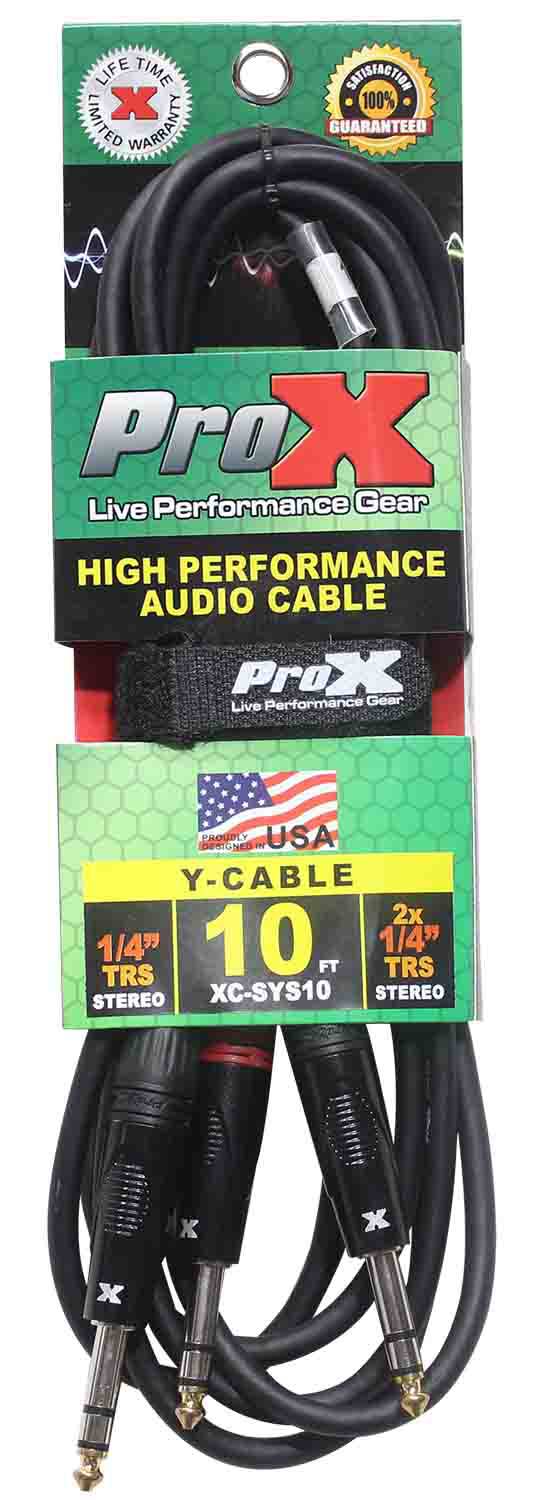 Prox XC-SYS10 1/4" TRS-M to Dual 1/4" TRS-M High Performance Audio Cable - 10 Feet - Hollywood DJ