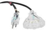 ProX XC-P143-50, 120 VAC NEMA 15 Extension Power Cord 14 AWG and 3 Tap Female Outlets - 50 Feet - Hollywood DJ