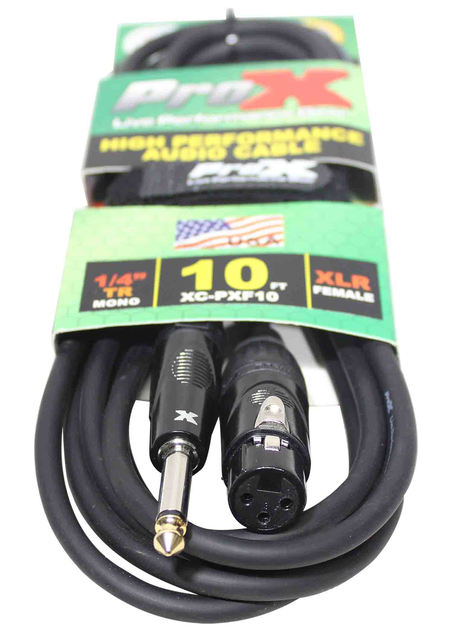 Prox XC-PXF10 Unbalanced 1/4" TS to XLR3-F High Performance Audio Cable - 10 Feet - Hollywood DJ
