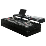 Odyssey FZGSPBM12WBL, Universal Black 12″ DJ Mixer and Two Battle Position Turntables Flight Coffin Case with Full Glide Platform - Hollywood DJ