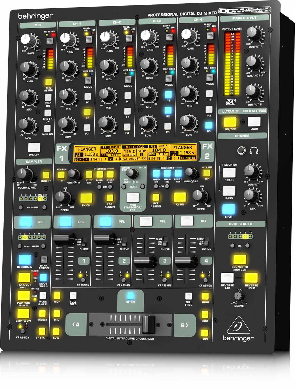 Behringer DDM4000, Ultimate 5-Channel Digital DJ Mixer With Sampler, 4 FX Sections, Dual BPM Counters And MIDI - Open Box - Hollywood DJ