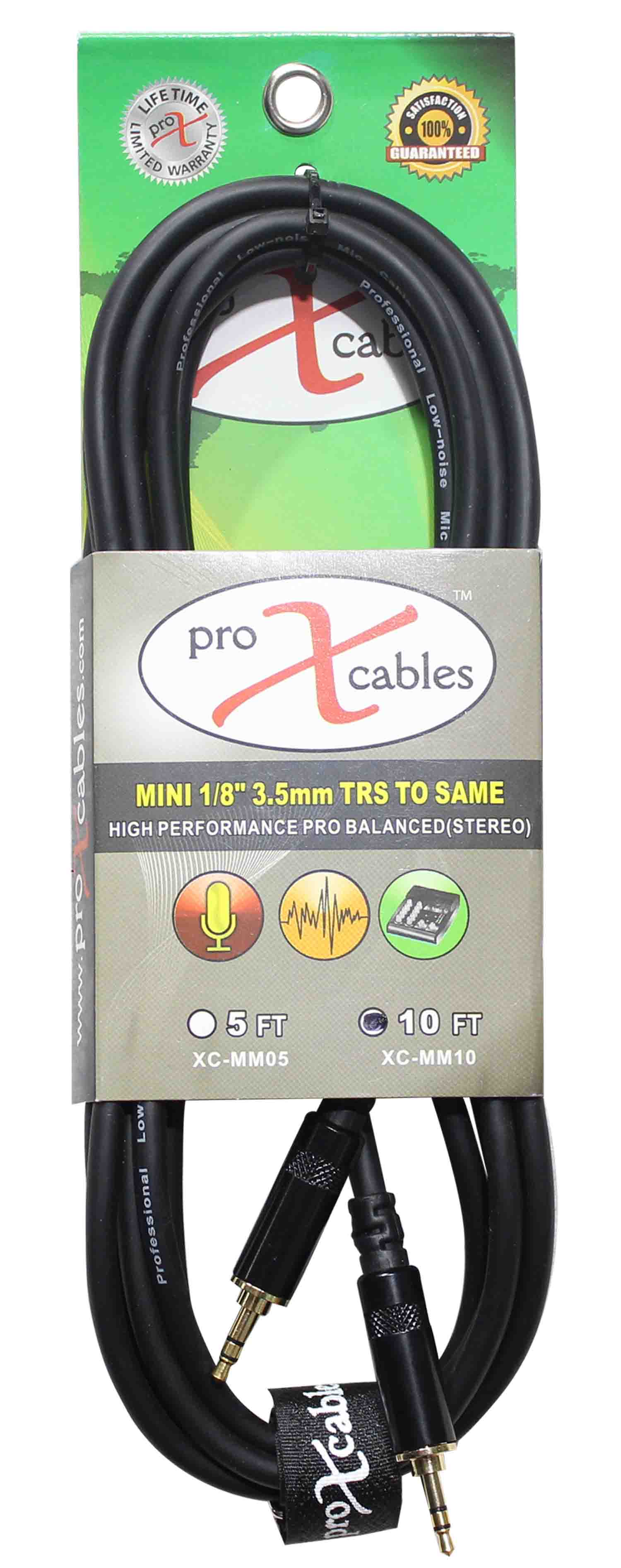 Prox XC-MM10 Balanced TRS-M Mini 1/8" to TRS-M Mini 1/8" High Performance Audio Cable - 10 Feet - Hollywood DJ