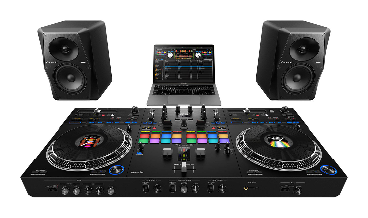 Open Box: Pioneer DDJ-REV7 Scratch Style 2-Channel Professional DJ Controller for Serato DJ Pro - Black - Hollywood DJ