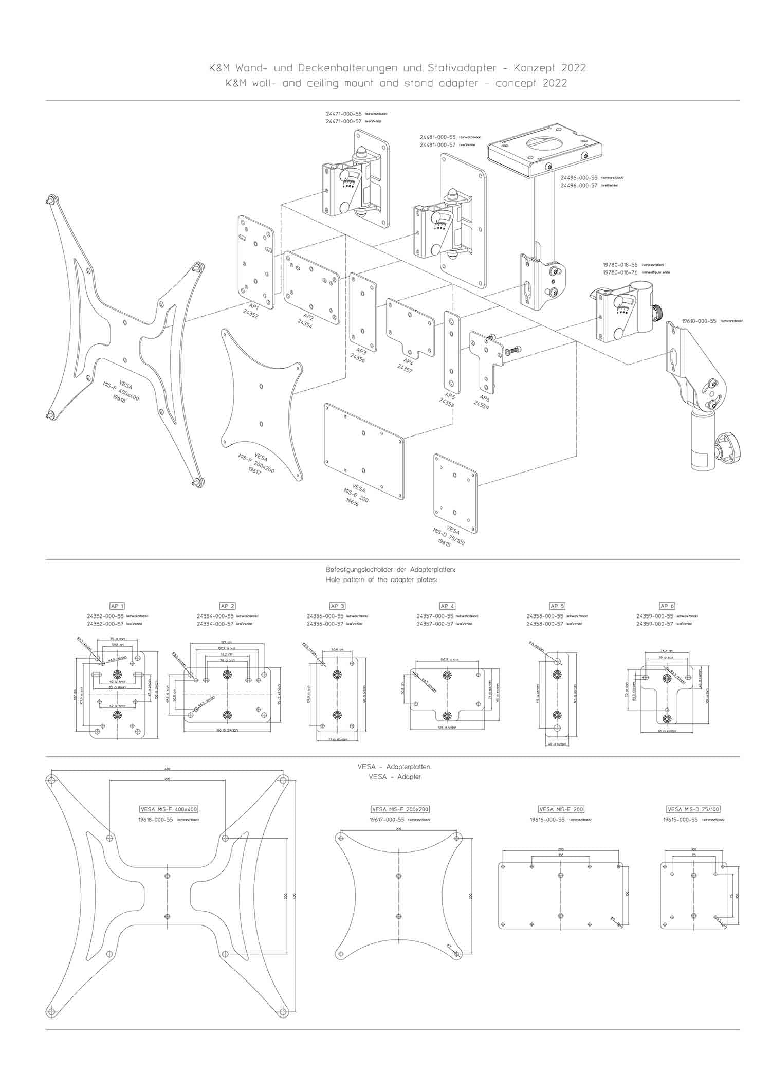 K&M 24357 Adapter Panel 4 - White - Hollywood DJ