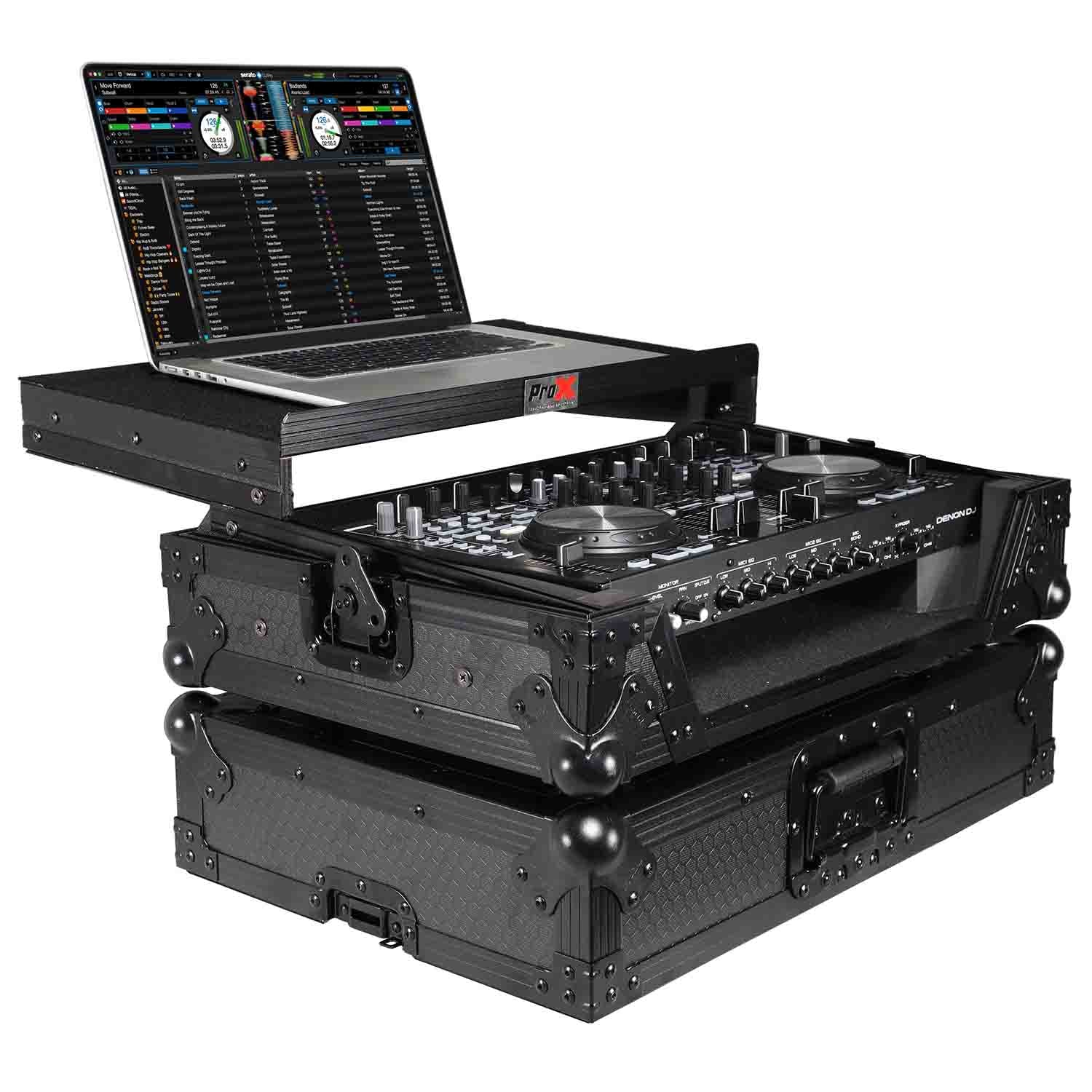 B-Stock: ProX XS-DNMC6000LTBL DJ Flight Case for Denon DNMC6000 - MC6000MK2 Digital Controller - Black on Black - Hollywood DJ