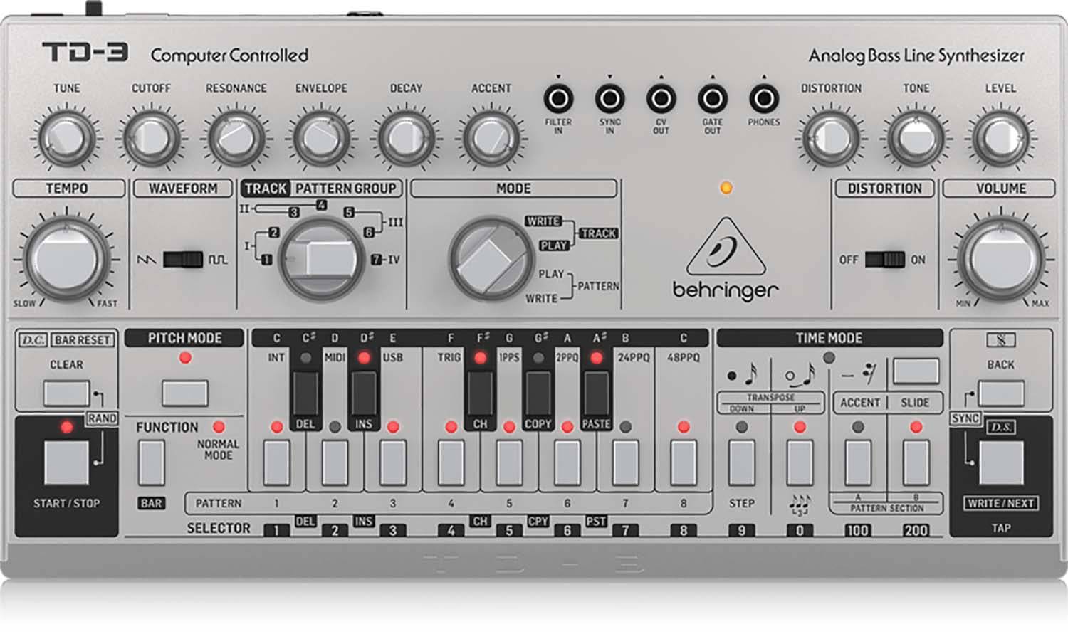 Behringer TD-3-SR Analog Bass Line Synthesizer With VCO, VCF And 16-Step Sequencer - Silver - Hollywood DJ