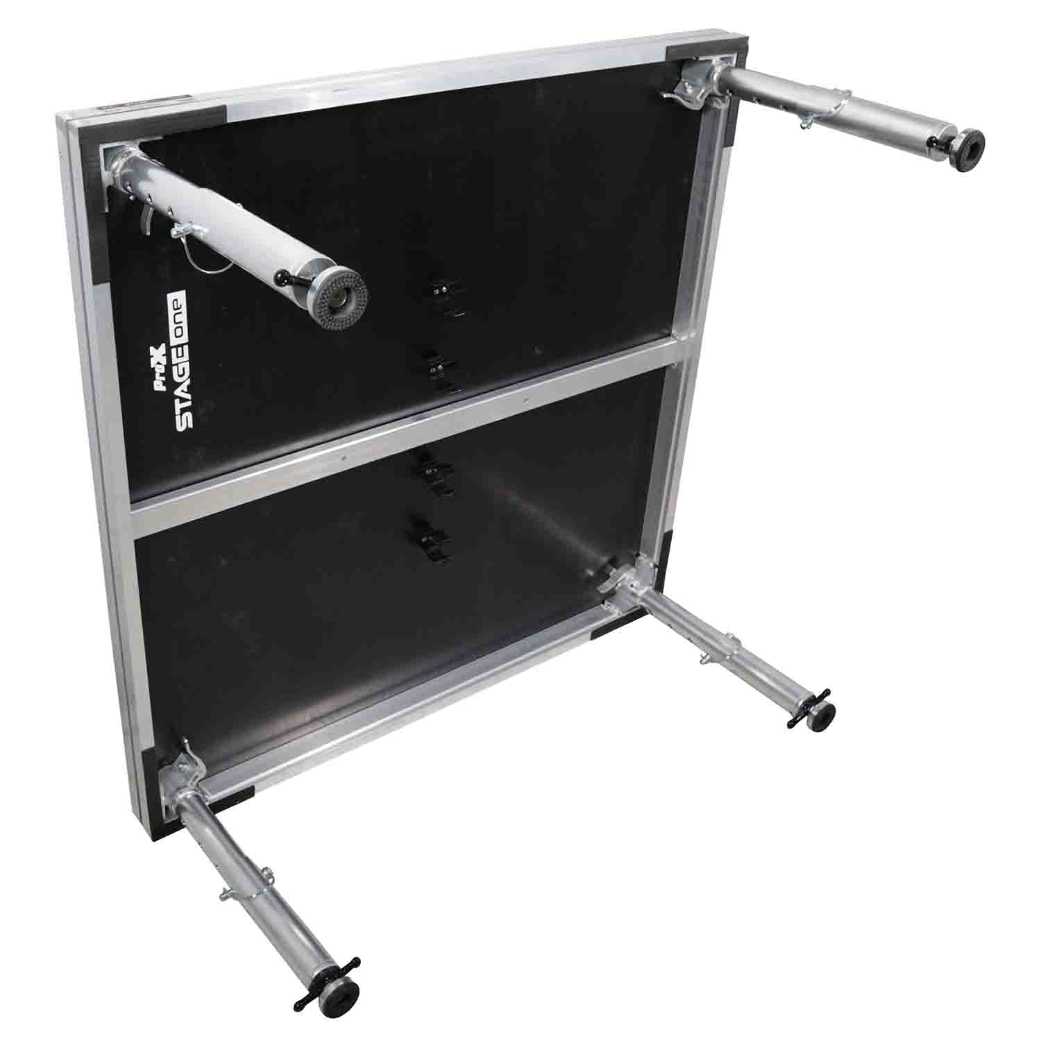 ProX XSU-4X4 Stage One 4' x 4' Ft Stage Deck Incl. 16-22-inch (24-in Extended) Telescoping Legs, and Deck Leveling Clip - Hollywood DJ