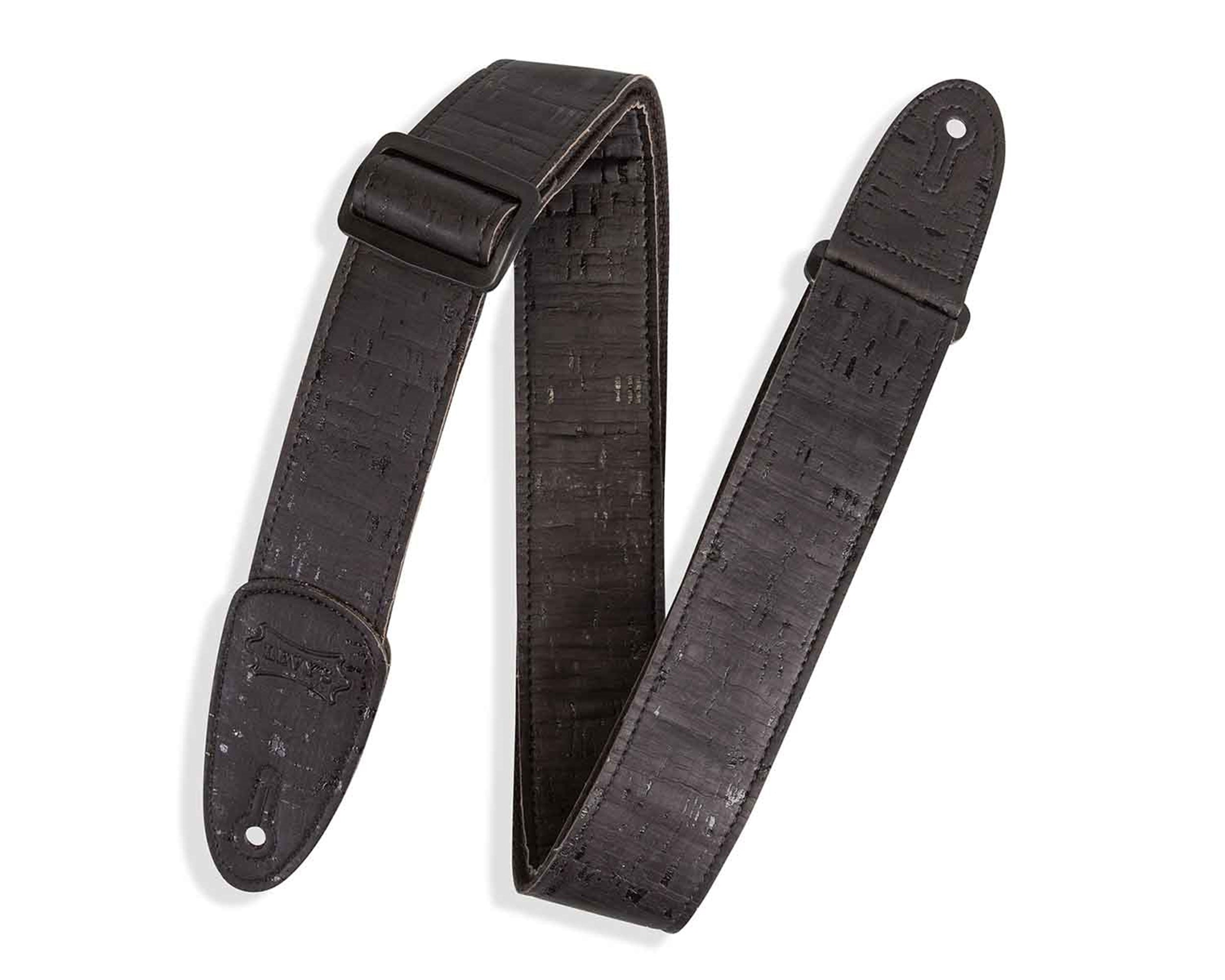 Levy's Leathers MX8-BLK 2-inch Cork Guitar Strap in Black on Black Cotton Webbing - Hollywood DJ