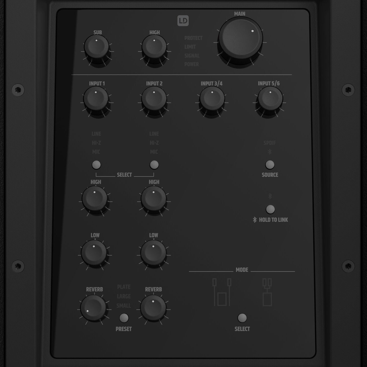 LD Systems DAVE 12 G4X Compact 2.1 Powered PA System with Bluetooth and Mixer - 750W RMS - Hollywood DJ