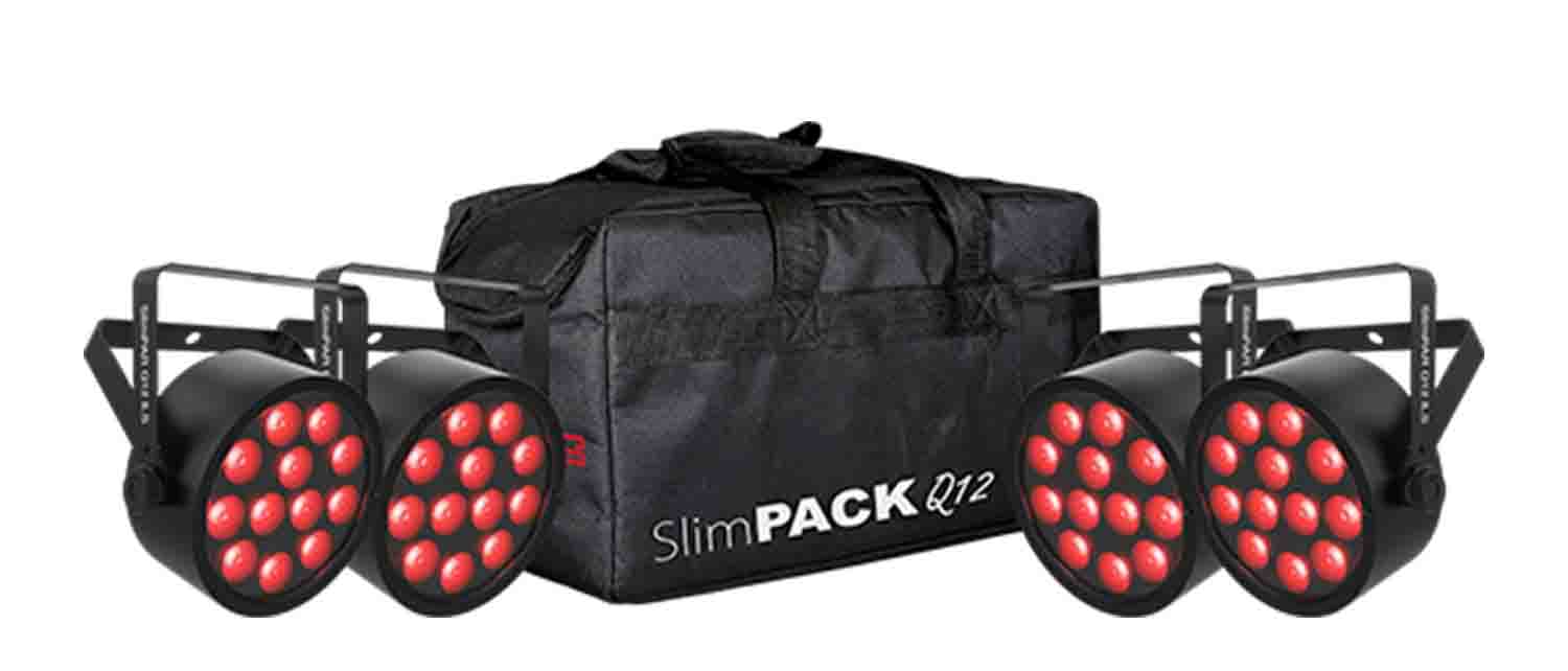 Chauvet DJ SlimPACK Q12 ILS Low-Profile Quad-Color LED Wash Bundle with DMX Cables and Bag - Hollywood DJ