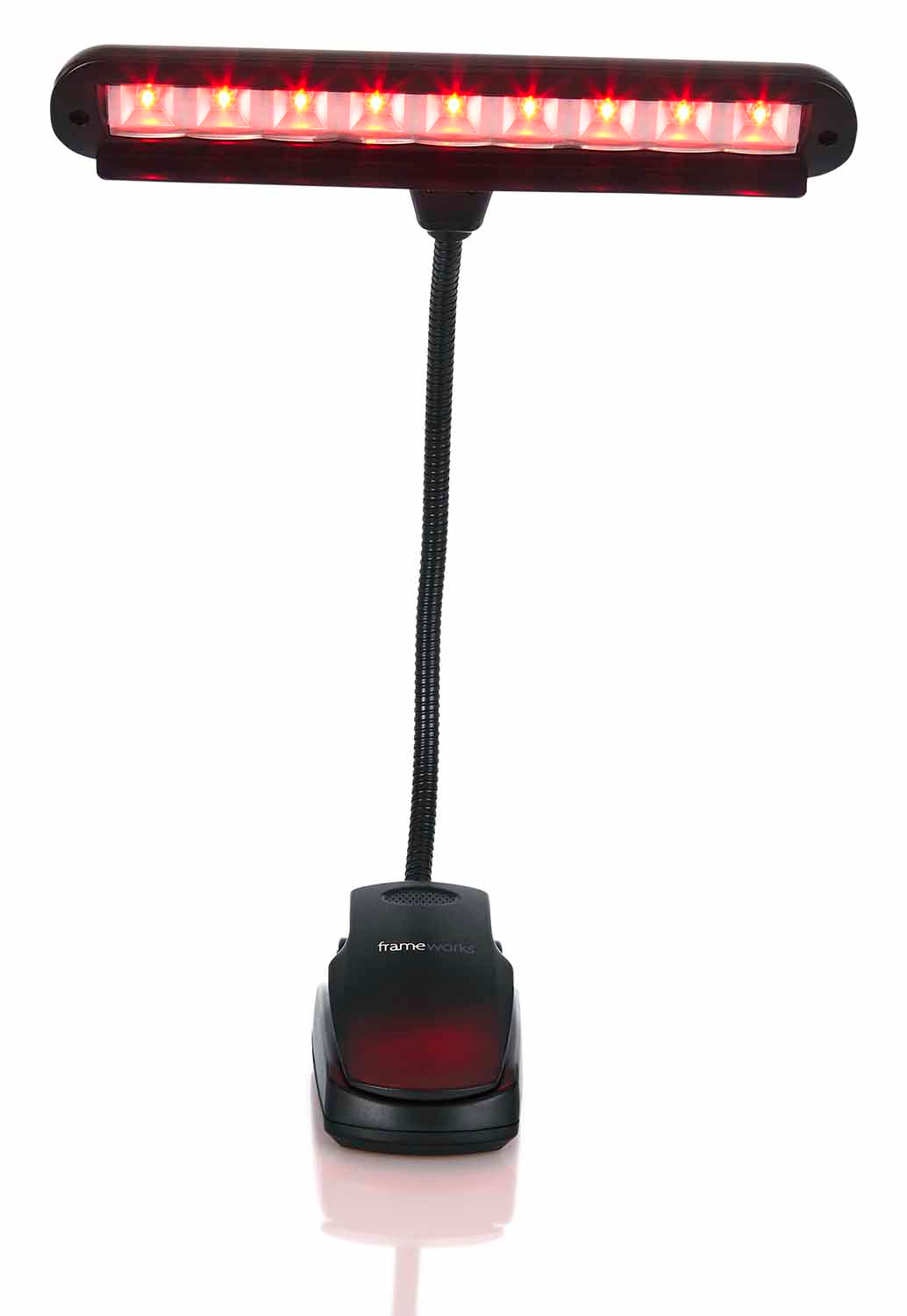 Gator Frameworks GFWMUSLEDR Clip-on Red LED Music Lamp with Adjustable Neck - Hollywood DJ