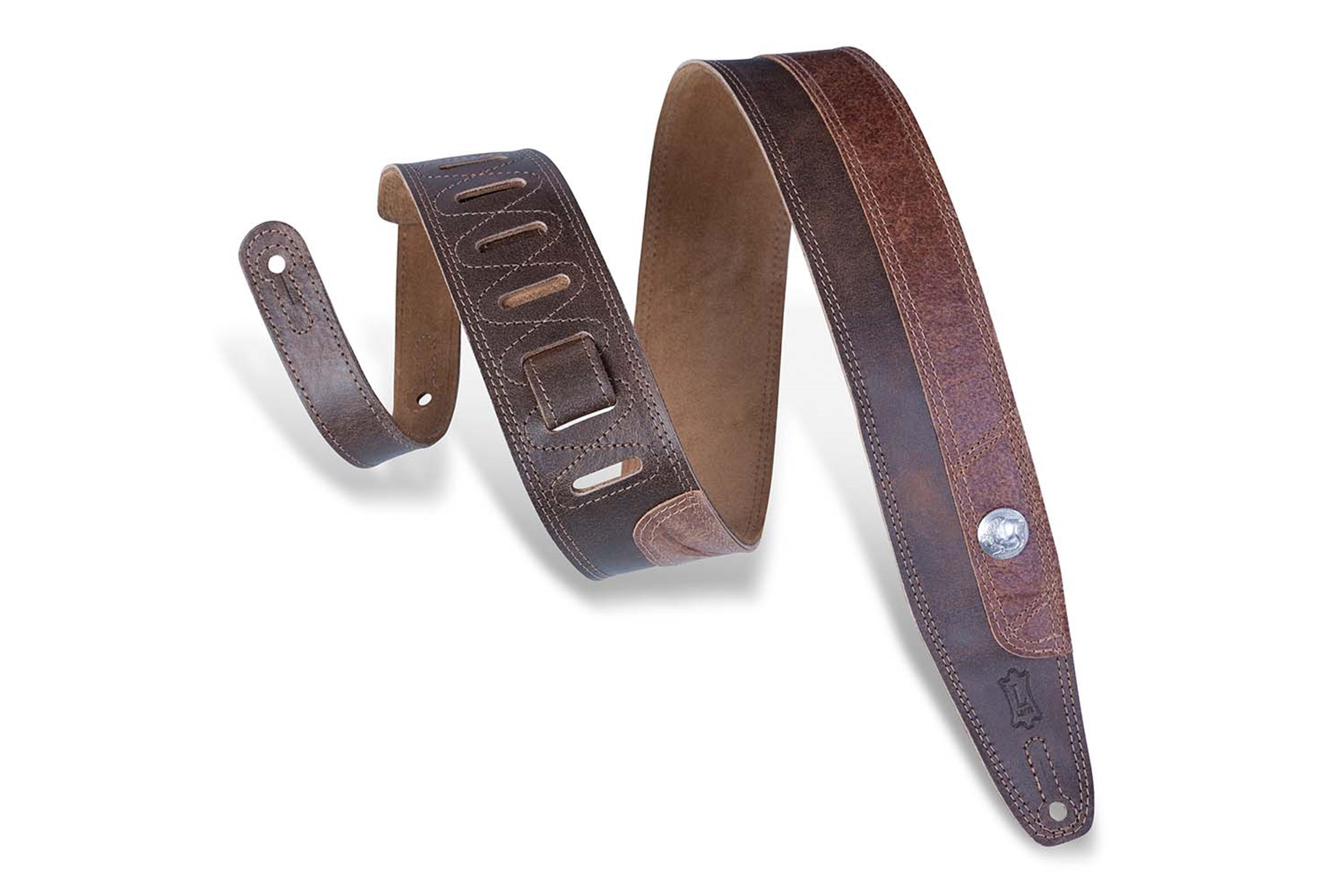 Levy's Leathers PMD4BU-DBR 2.5″ Suede Leather Guitar Strap - Brown - Hollywood DJ